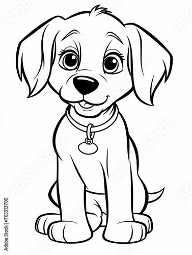 Coloring pages for kids  happy baby dog  cartoon style