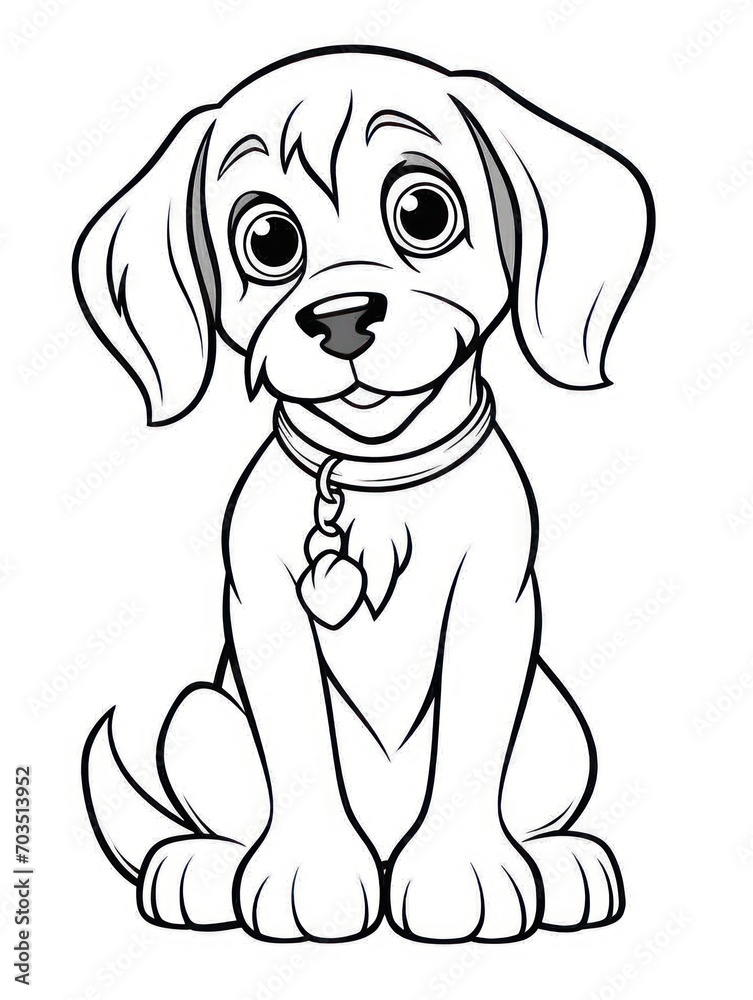 Fototapeta premium Coloring pages for kids, happy baby dog, cartoon style