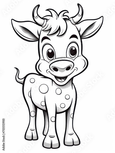 Wallpaper Mural Coloring pages for kids, little cow, cartoon style Torontodigital.ca