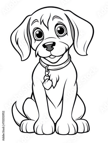 Coloring pages for kids  happy baby dog  cartoon style