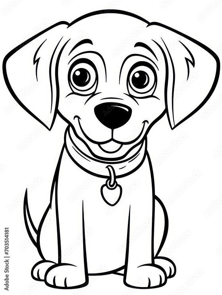 Fototapeta premium Coloring pages for kids, happy baby dog, cartoon style