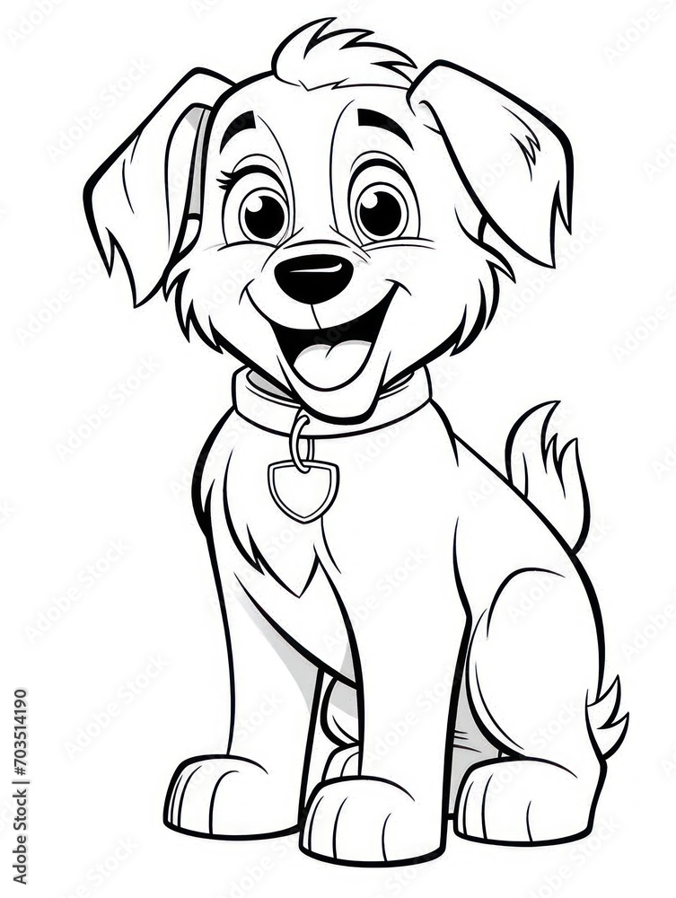 Fototapeta premium Coloring pages for kids, happy baby dog, cartoon style