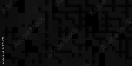 Fototapeta Naklejka Na Ścianę i Meble -  Black mosaic texture abstract background geometric pattern, 3D cubic black pattern technology backgrounds with block pattern, Luxurious retro abstract elegance black background with pattern.