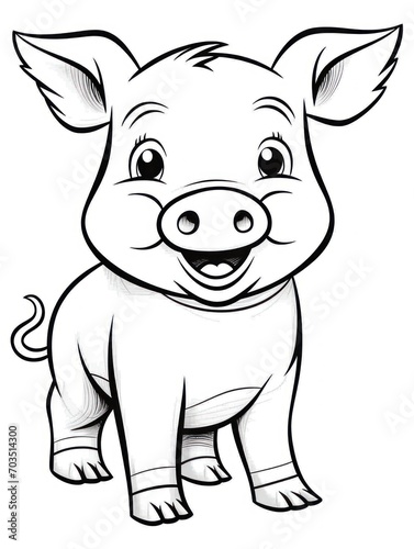 Coloring pages for kids  little pig  cartoon style