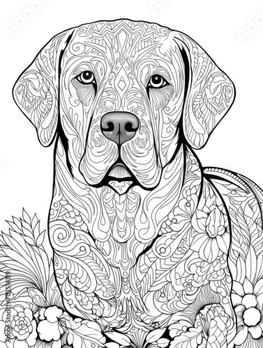 Coloring pages for kids, happy dog, cartoon style © Oksana