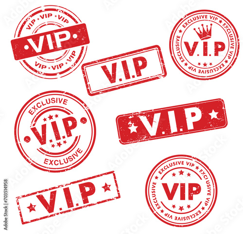 VIP stamp templates collection flat symmetric geometric shapes.