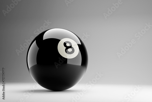 Billiards black eight ball isolated on white background 3d Illustration