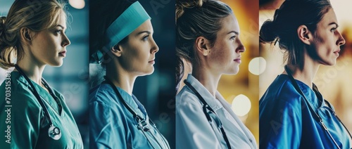 Progressive Portraits of a Female Medical Professional in Different Lighting photo