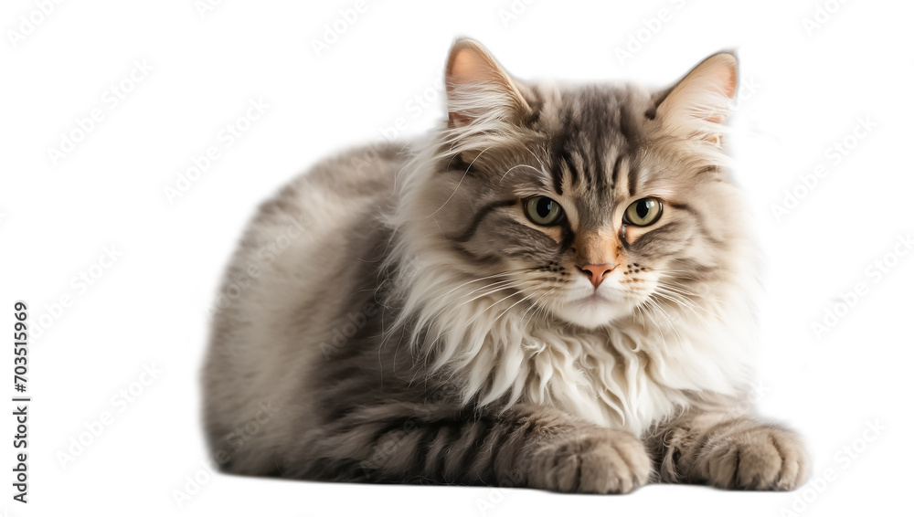 Fluffy cat isolated on white background fur