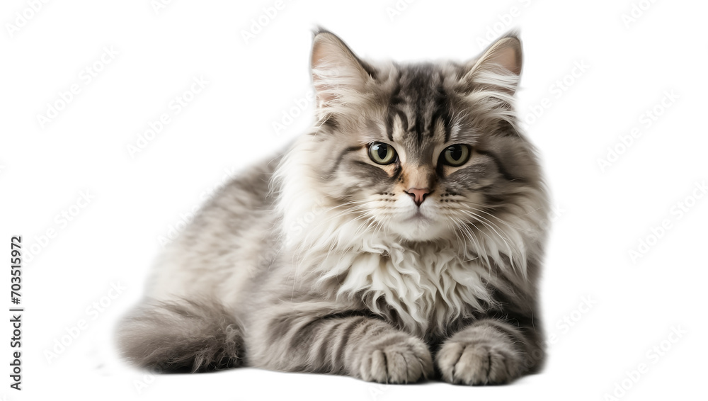 Obraz premium Fluffy cat isolated on white background adorable