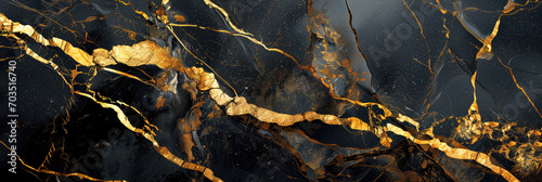 Panoramic Black gold marble pattern. Luxury background for design.