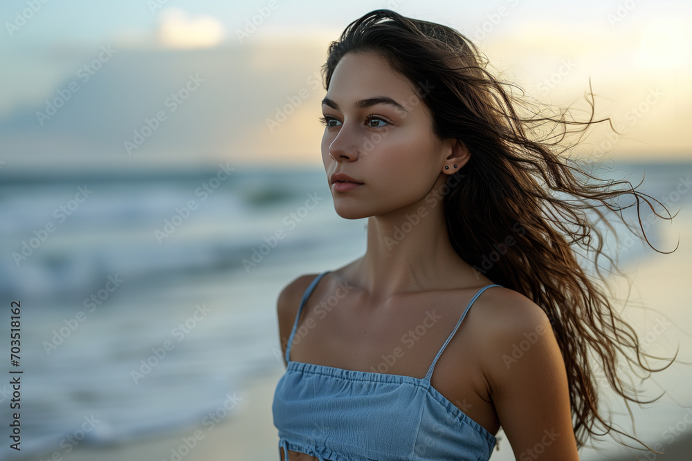 Serene beachside contemplation Serene beachside contemplation