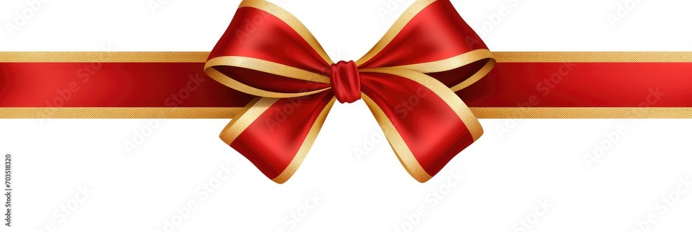 Red and gold striped ribbon tied in a bow . Generative AI Red and gold striped ribbon tied in a bow . Generative AI
