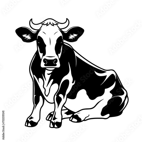 Charming Sitting Cow Vector Illustration