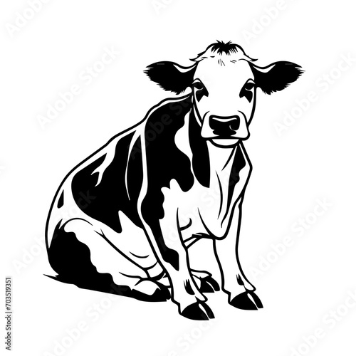 Charming Sitting Cow Vector Illustration