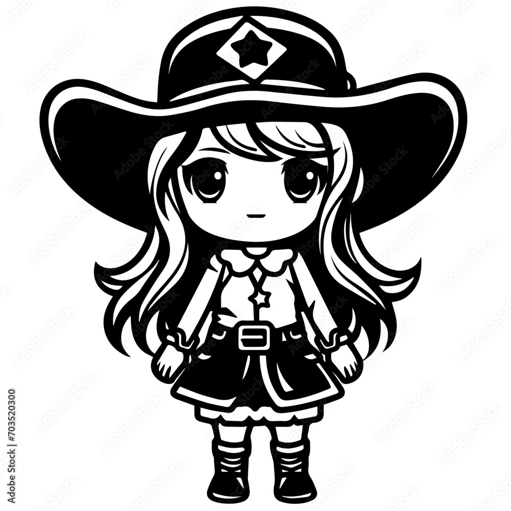 Stylish Cowgirl in Western Attire Vector