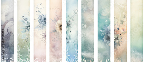 Pastel Watercolor Bookmark Designs with Floral Elements and Ornamental Accents photo