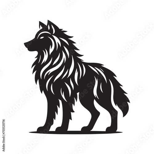 Elegance in motion: Bold and dynamic vector composition of a black wolf's silhouette - wolf silhouette 