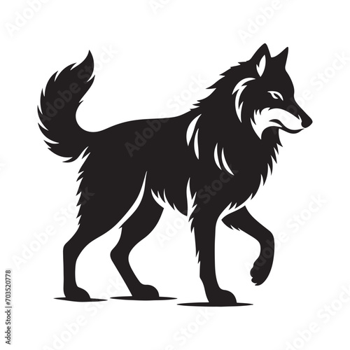 Dynamic and captivating: Shadowy allure of a black wolf silhouette - wolf silhouette 