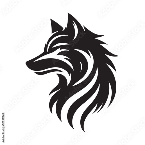 Enigmatic portrayal of a black wolf s silhouette with meticulous detailing in a captivating vector artwork - vector stock wolf silhouette 