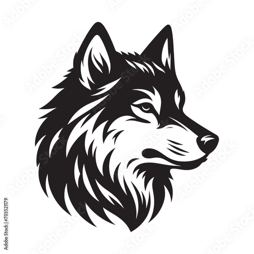 Dynamic composition showcasing the intricacies of a black wolf's silhouette in a captivating vector illustration - vector stock wolf silhouette 