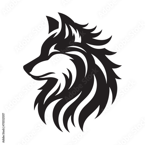 Intense and captivating black wolf silhouette artistry with meticulous detailing - vector stock wolf silhouette 