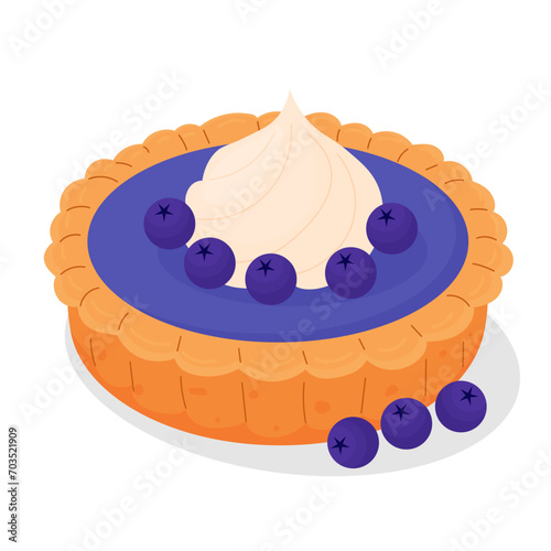 The vector of the National Pie Day. whole sweet blueberry pie. A cake for Valentine's day, birthday, party.