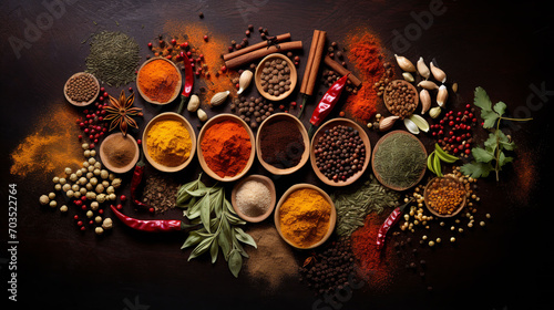 spices on a dark background