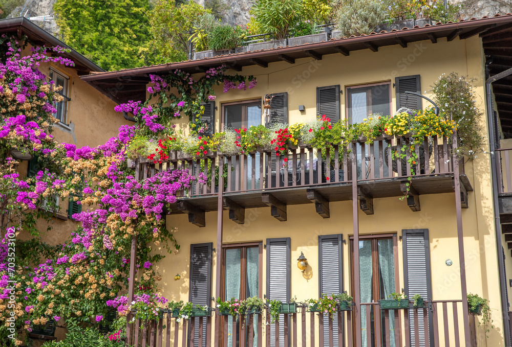 Building and architecture of the old town in Limone sul Garda Italy