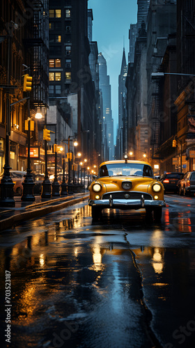 1950s style dark magical new york city street