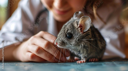 Small Mammal Wellness Consultation:  A veterinarian conducting a wellness consultation for a small mammal, addressing specific health needs and dietary concerns photo