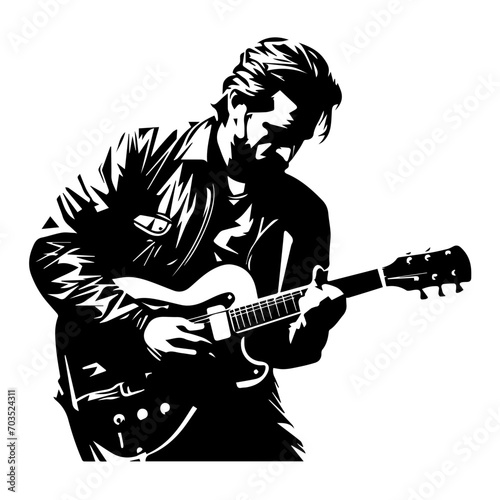 Rock Guitarist in Action Vector Illustration