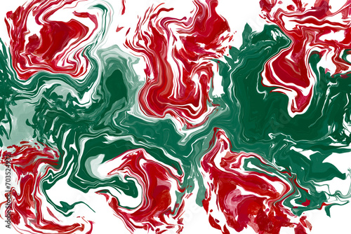 Abstract green, red and white surface background. Handmade painted.