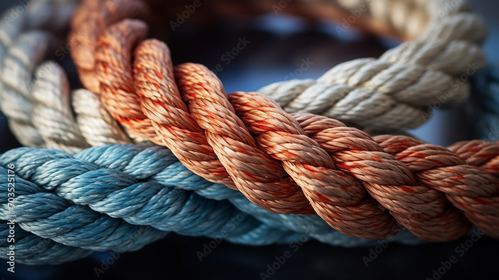 close up of blue and red rope