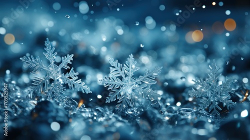 Snowflakes, white and dark blue background © Tetyana