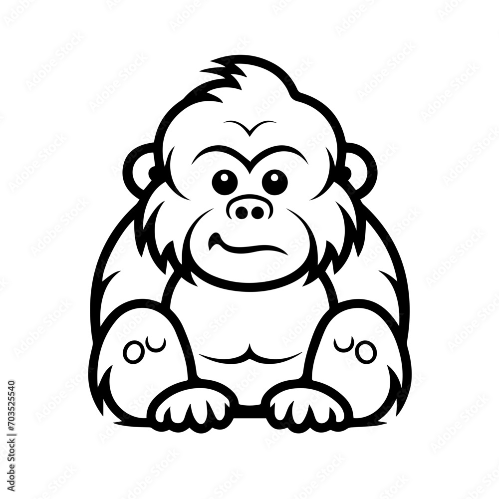 Adorable Kawaii Gorilla Cartoon Vector