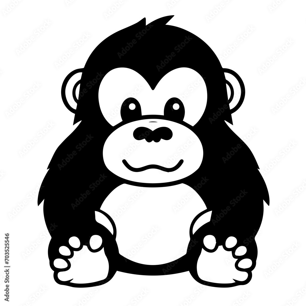 Adorable Kawaii Gorilla Cartoon Vector Adorable Kawaii Gorilla Cartoon Vector