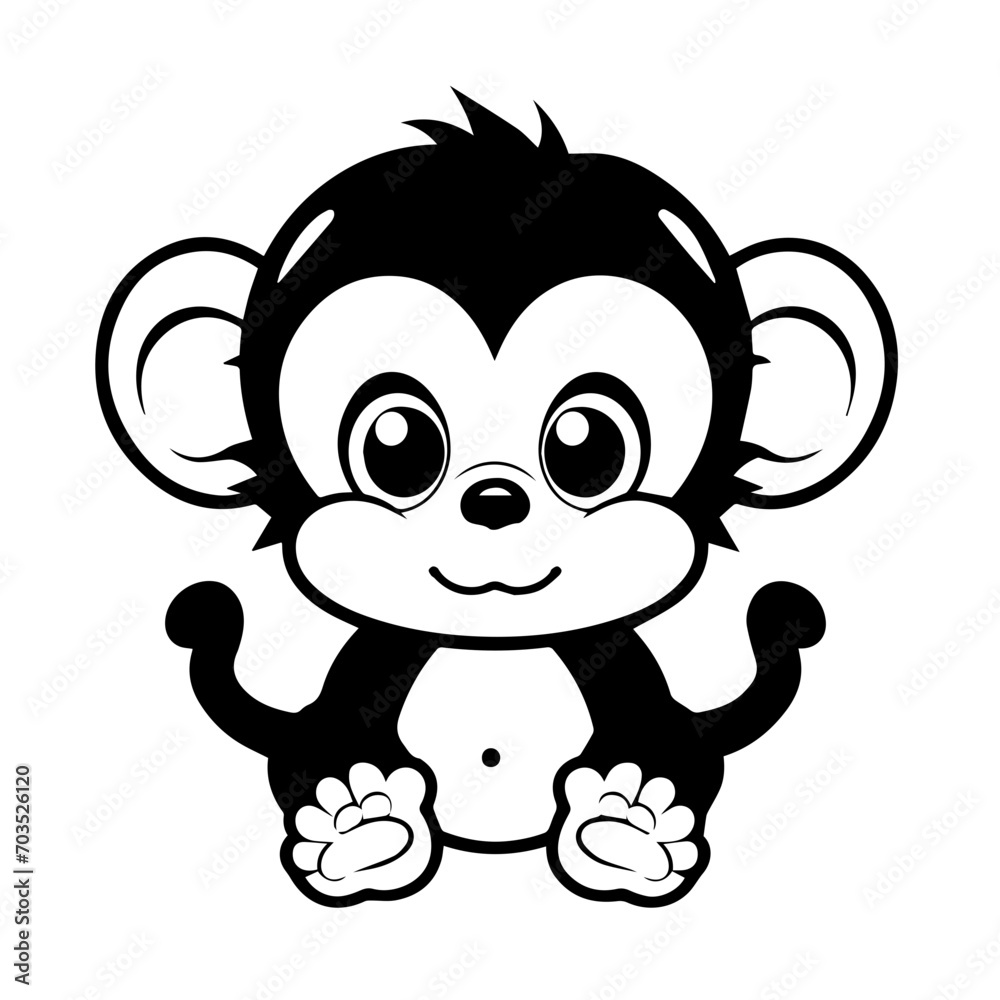 Playful Cute Monkey Cartoon Vector Playful Cute Monkey Cartoon Vector