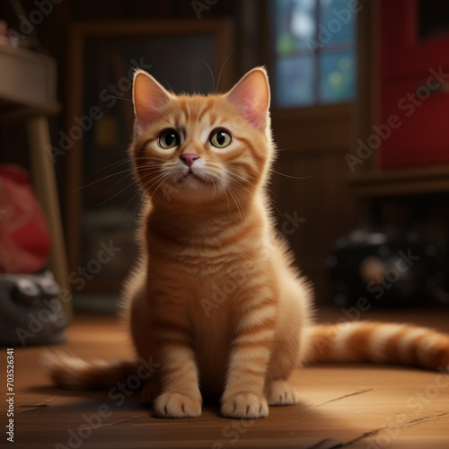 Curious Orange Cat 