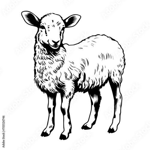 Gentle Lamb in Meadow Vector Illustration