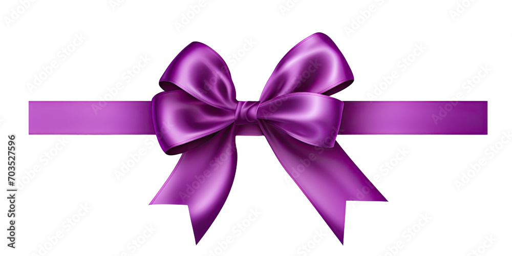 Purple gift ribbon with a bow against a gray background Purple gift ribbon with a bow against a gray background