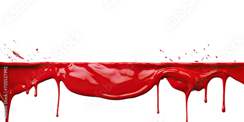 Red paint drips and flows down from the top of the picture, isolated a transparent background
