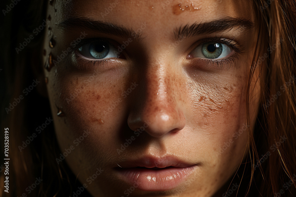 A close-up of a person's eyes looking straight into the camera, in the warm shades of sunlight reflecting the calmness of a quiet mind during a meditation session A close-up of a person's eyes looking straight into the camera, in the warm shades of sunlight reflecting the calmness of a quiet mind during a meditation session