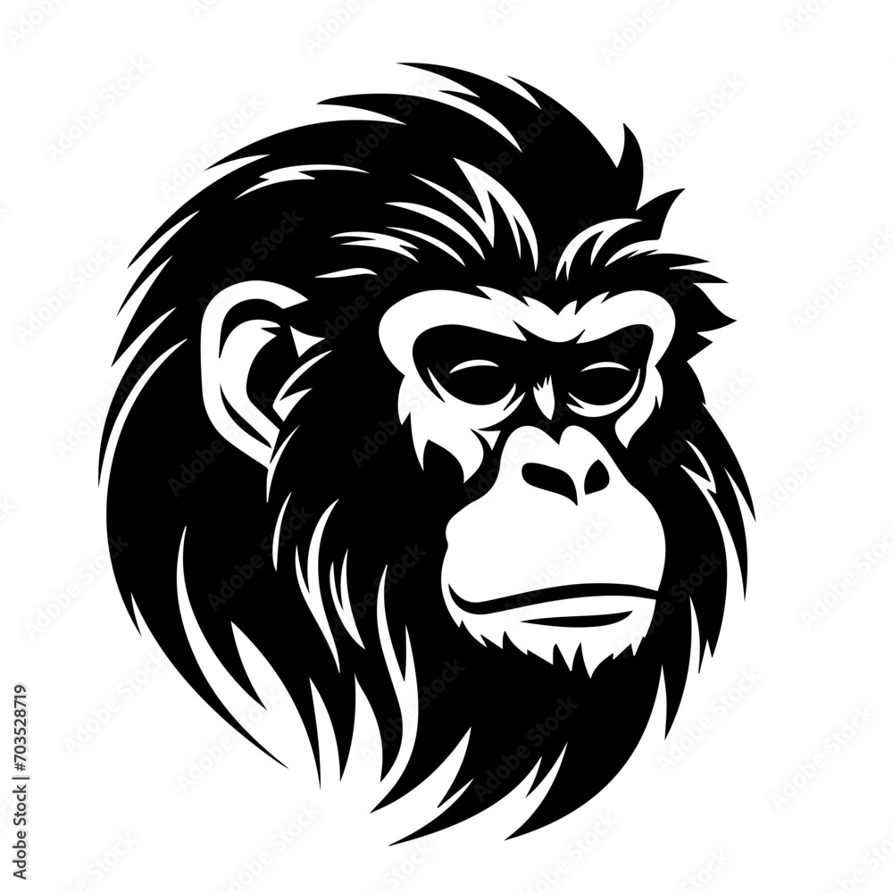 Detailed Monkey Head Vector Design