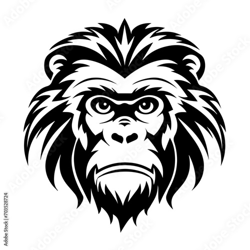 Detailed Monkey Head Vector Design