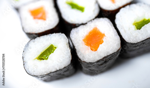 simple fresh sushi on a plate panorama