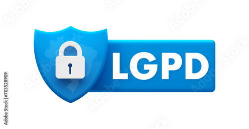 LGPD Compliance Shield Icon - General Data Protection Law Secure Emblem Vector