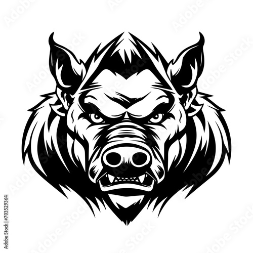 Fierce Muscular Pig Character Vector