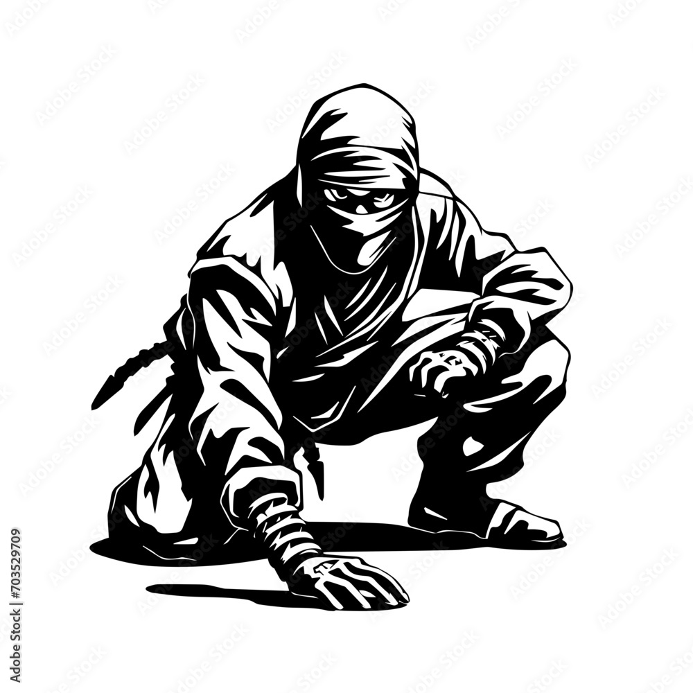 Stealthy Ninja Warrior Vector Art Stealthy Ninja Warrior Vector Art