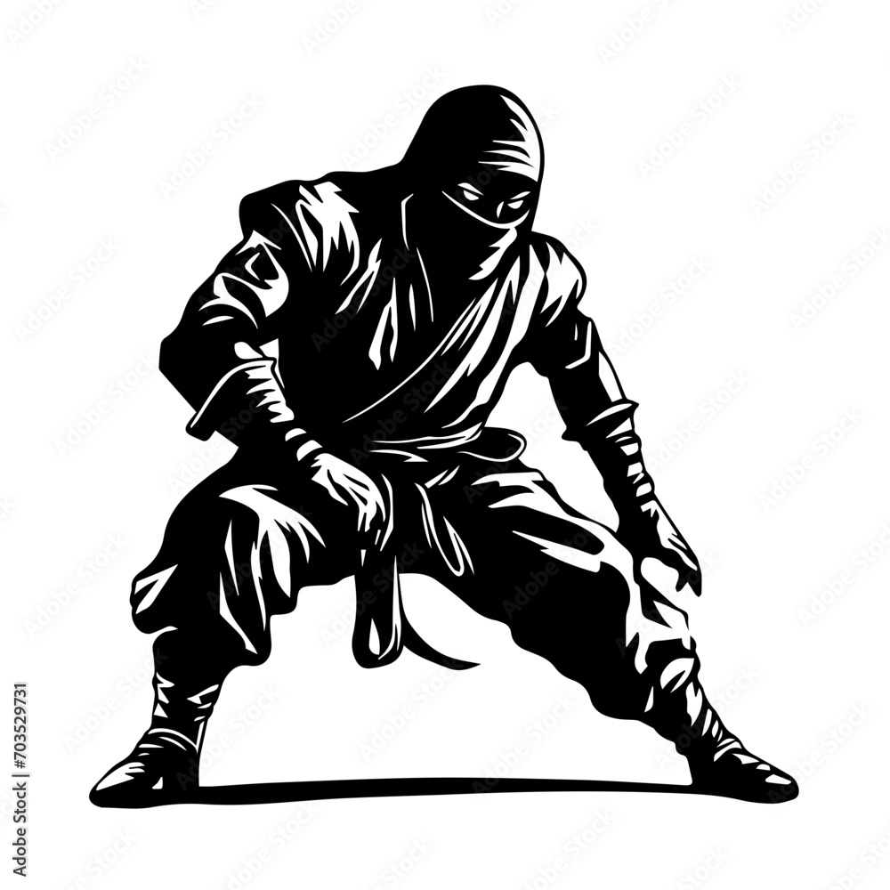 Stealthy Ninja Warrior Vector Art